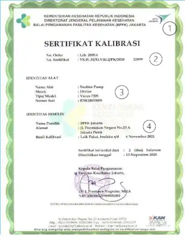 sertifikat pressure gauge KAN